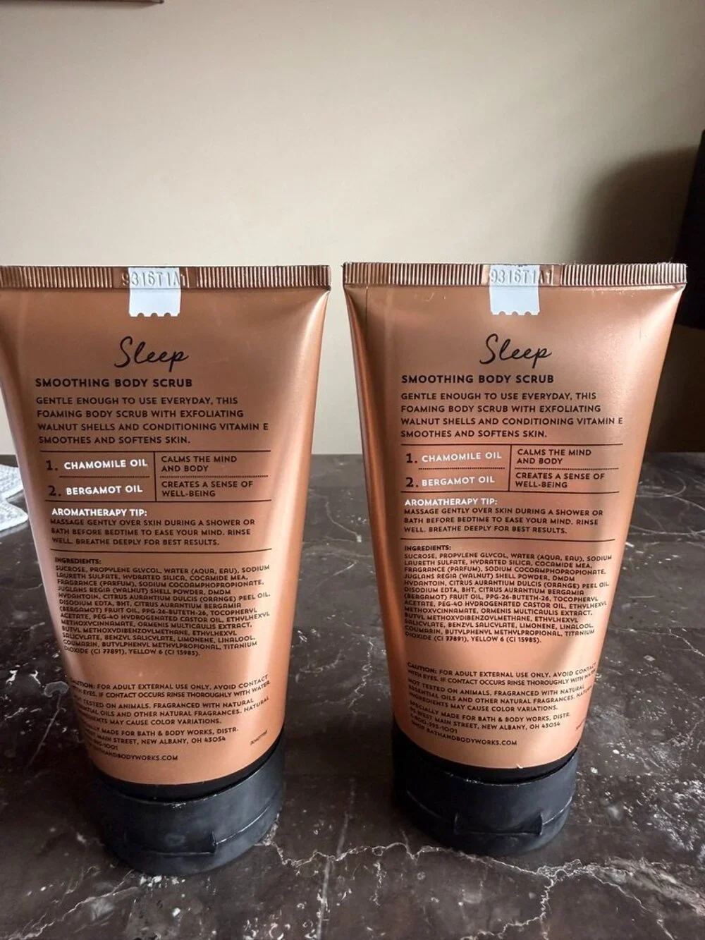 Bath & body works - 2 SEALED BLACK CHAMOMILE BODY SCRUBS (RARE AND DISCONTINUED)